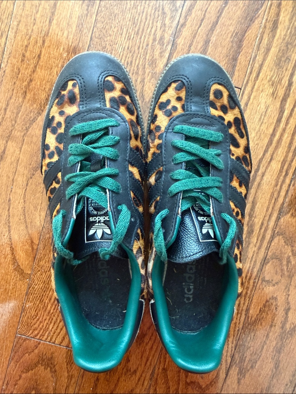 adidas Women's Leopard Accent Sneakers in Black and Green